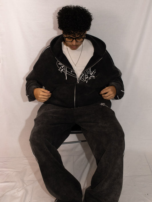 Anádos Zip Hoodie – Washed Grey